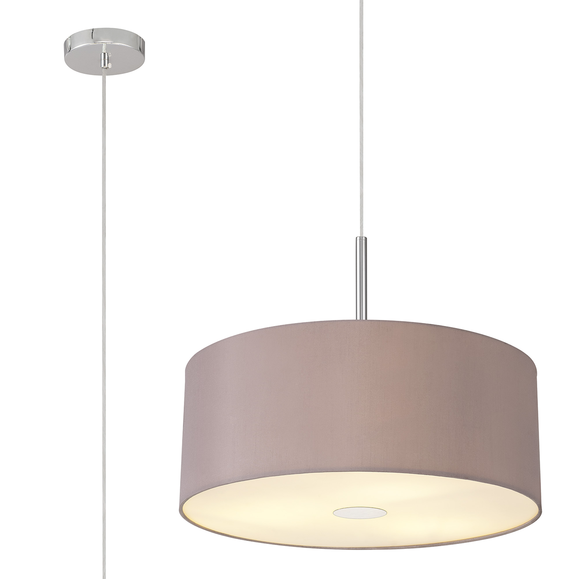 Baymont 50cm 3 Light Pendant Polished Chrome, Taupe/Halo Gold, Frosted Diffuser